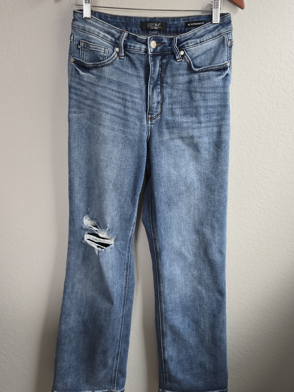 Judy Blue 90’s Straight Fit Jeans Women’s Size 9/29 Distressed Light Wash Denim
